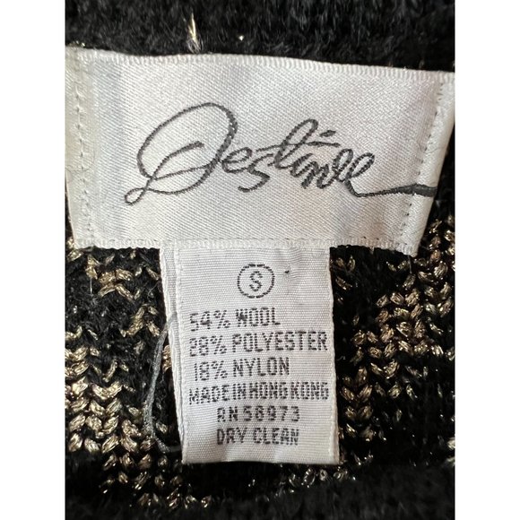 Destinee Vintage Abstract Tunic Sweater  Small Black, Gold Wool Blend - Picture 9 of 16